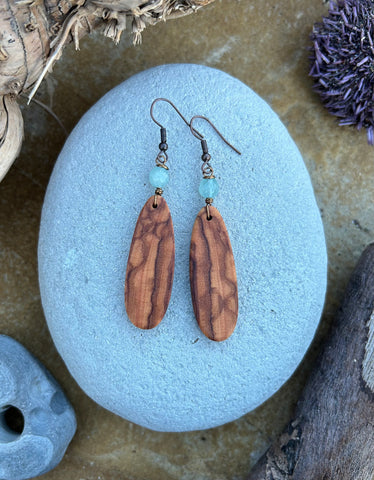 Olive Wood Earrings No.18